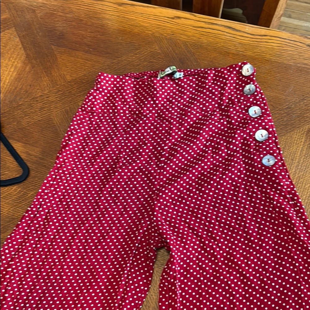 Loco Lindo palazzo pants in red with white dots